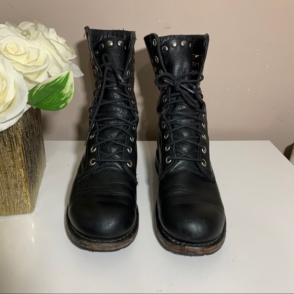 SOLD Frye Rogan Stud Lace Up Boots Fold Over - Picture 7 of 13